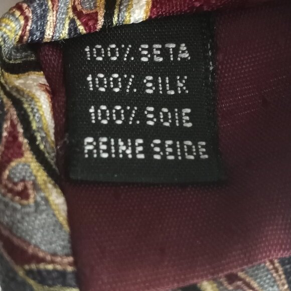 PAVIA Burgundy Blue Gray Abstract Jacquard 100% Silk Neck Tie Made in Italy - Picture 6 of 7